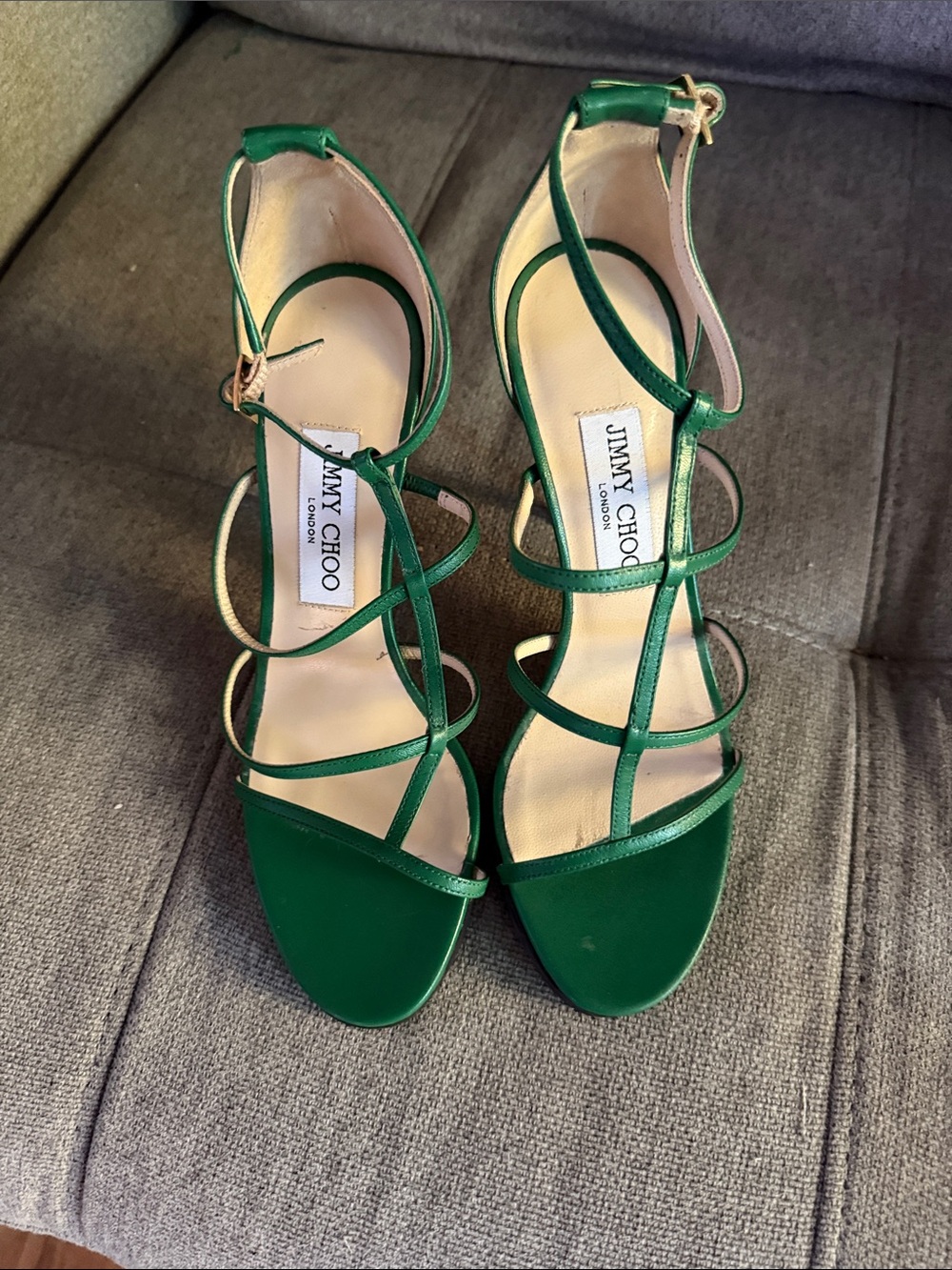 Jimmy Choo Emerald Green Strappy High-Heel Sandals